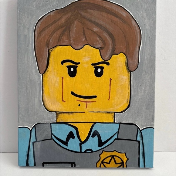 Lego Movie Officer Canvas Painting, Homemade-Officer, 11” by 14” - Picture 1 of 2